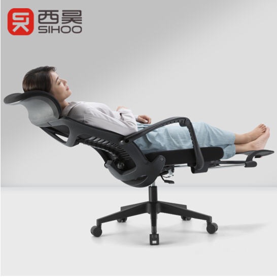西昊M81 人體工學(xué)電腦椅子 辦公椅轉(zhuǎn)椅座椅老板椅電競(jìng)網(wǎng)布躺椅 大角度午休椅 午休椅（黑色+網(wǎng)棉+帶腳踏）